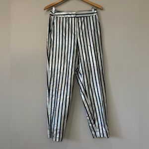 ASOS NWT Metallic Silver Bold black Striped Tapered Ankle Pants Size 4